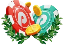 Casino chips and gold coins