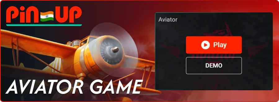Aviator crash game at Pin-Up with Play and Demo buttons